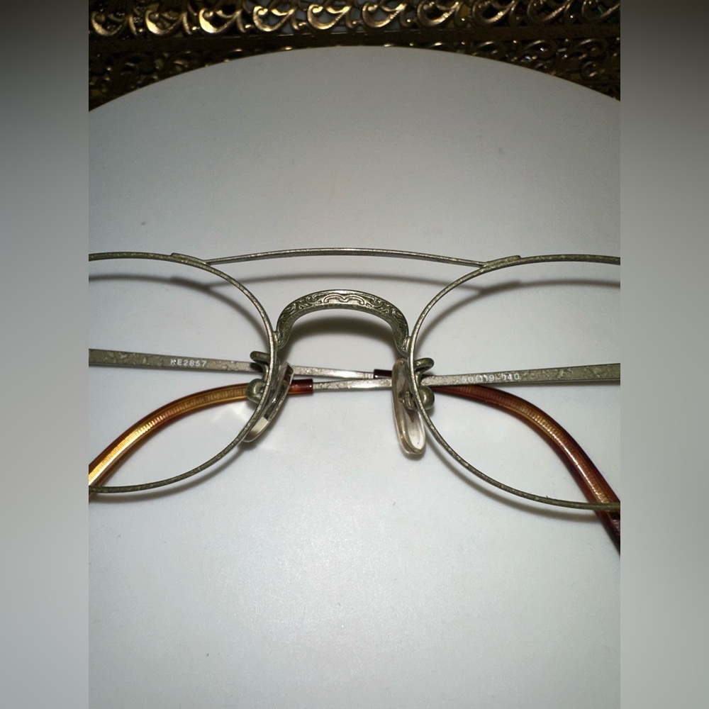 VTG Japanese Rx Eyeglass Frames Embossed Patterned Silver Arms/Tort Tips VGUC - Picture 12 of 17